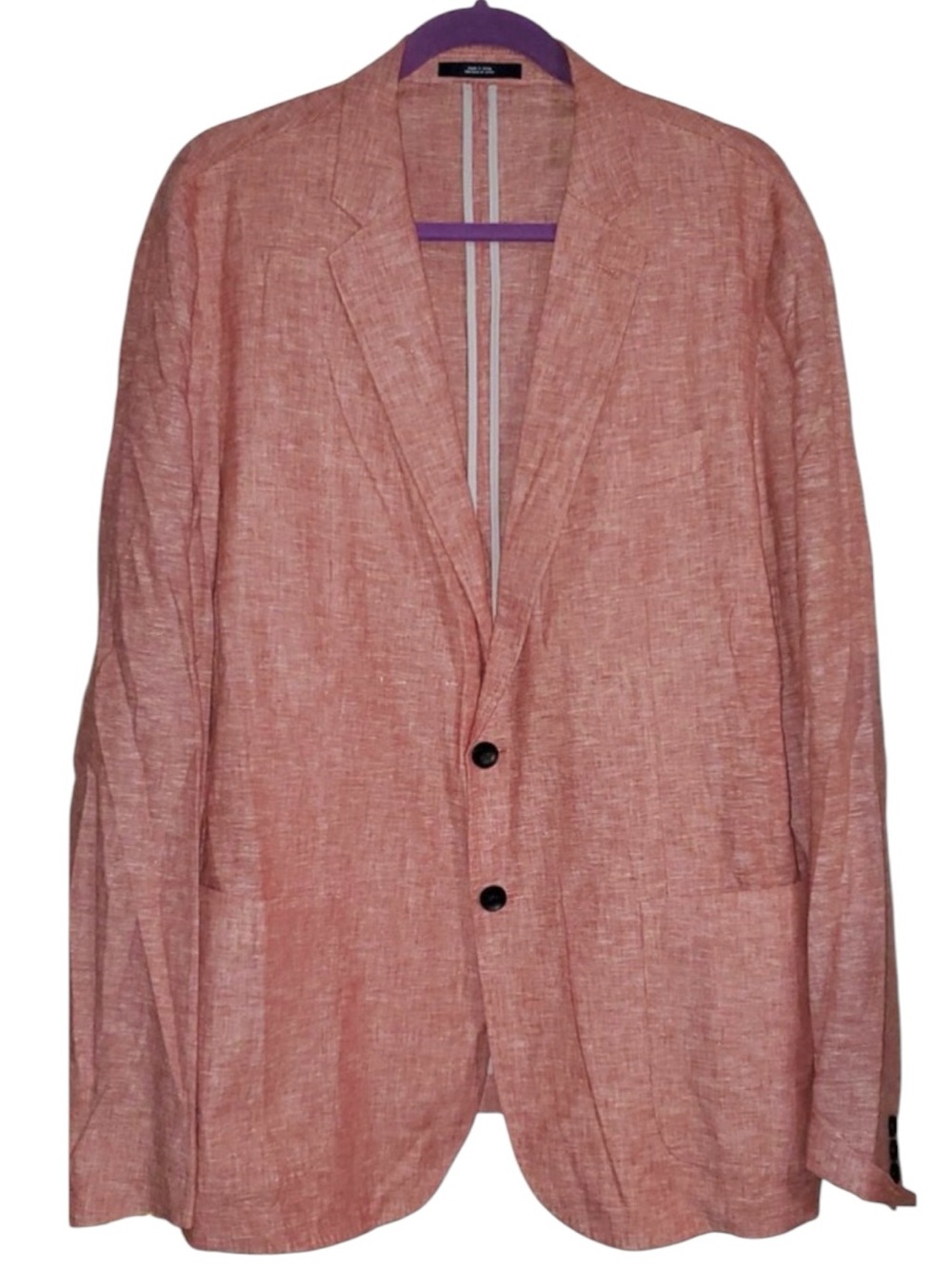 1901 NORDSTROM Extra Trim Fit Linen Blend Sports Coat/Blazer in Salmon Size XXL - Picture 2 of 6